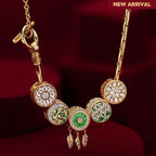 Sterling Silver Dreamweaving in Greenery Enamel Charms Necklace Set – 14K Gold Plated