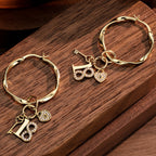 Forever Young Tarnish-Resistant Silver Charms Earrings Set M Size Classic Hoop Earrings with Sterling Silver Ear Post In 14K Gold Plated