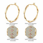 Violet Star Tarnish-Resistant Silver Charms Earrings Set M Size Classic Hoop Earrings with Sterling Silver Ear Post In 14K Gold Plated