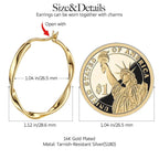 Violet Star Tarnish-Resistant Silver Charms Earrings Set M Size Classic Hoop Earrings with Sterling Silver Ear Post In 14K Gold Plated