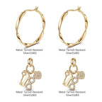 Forever Young Tarnish-Resistant Silver Charms Earrings Set M Size Classic Hoop Earrings with Sterling Silver Ear Post In 14K Gold Plated