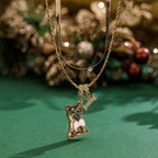 Sterling Silver Yorkie Love Charms Necklace Set with Crystal from Swarovski – 14K Gold Plated