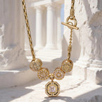Sterling Silver Luminescent Elegance Charms Necklace Set – 14K Gold Plated