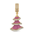Dancing Christmas Tree Tarnish-Resistant Silver Dangle Charms In 14K Gold Plated