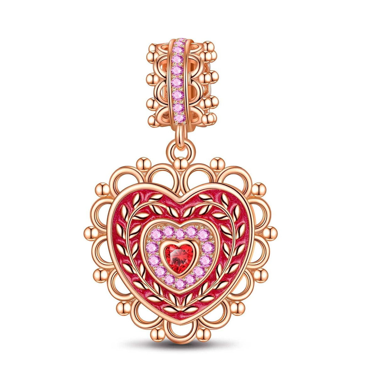 Crowned With Love Tarnish-Resistant Silver Dangle Charms With Enamel