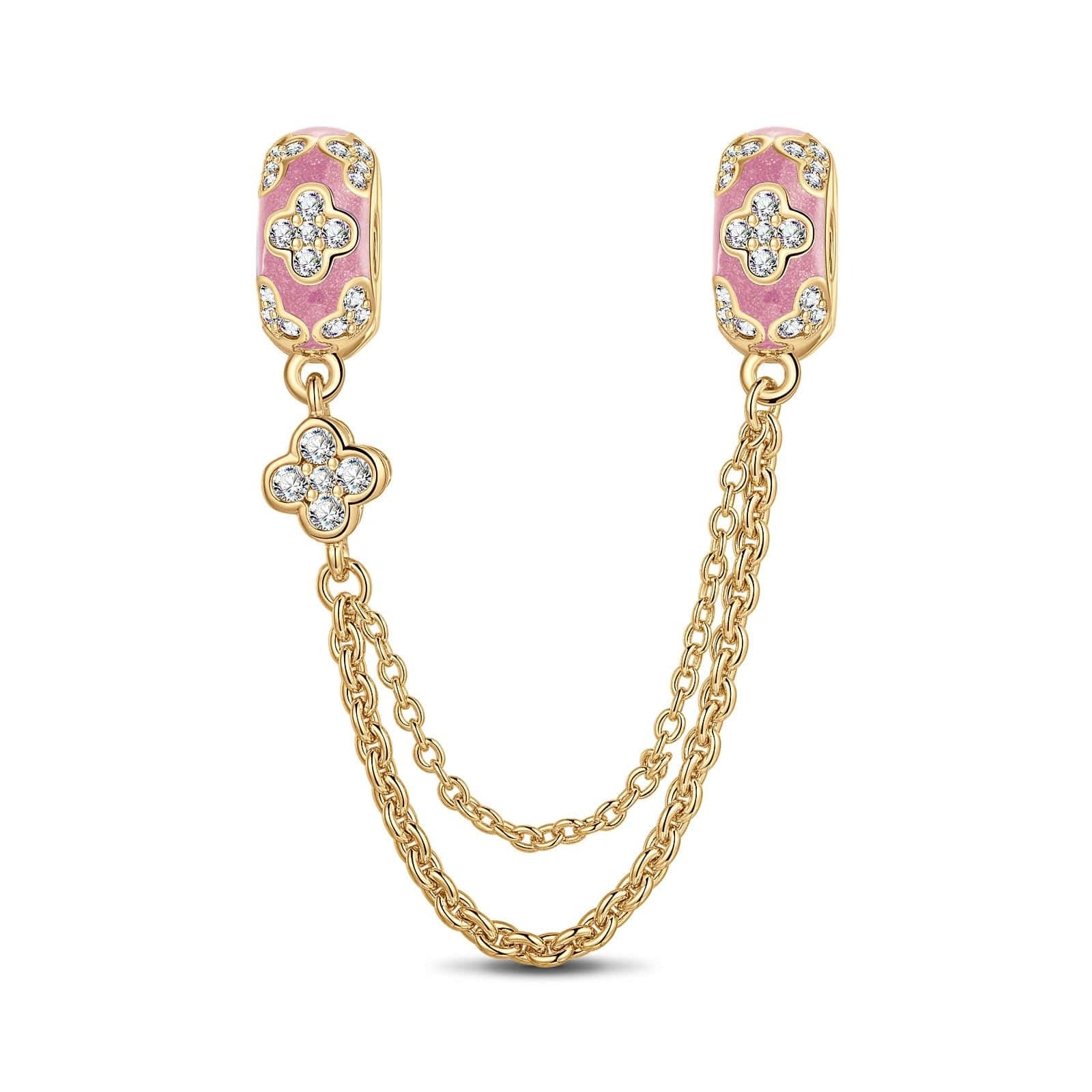Green Frozen Tarnish-Resistant Silver Safety Chain With Enamel In 14K Gold Plated