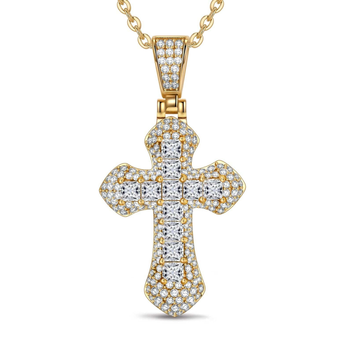 Sterling Silver Divine Blessing Tarnish-Resistant Cross Pendant Necklace – 14K Gold Plated