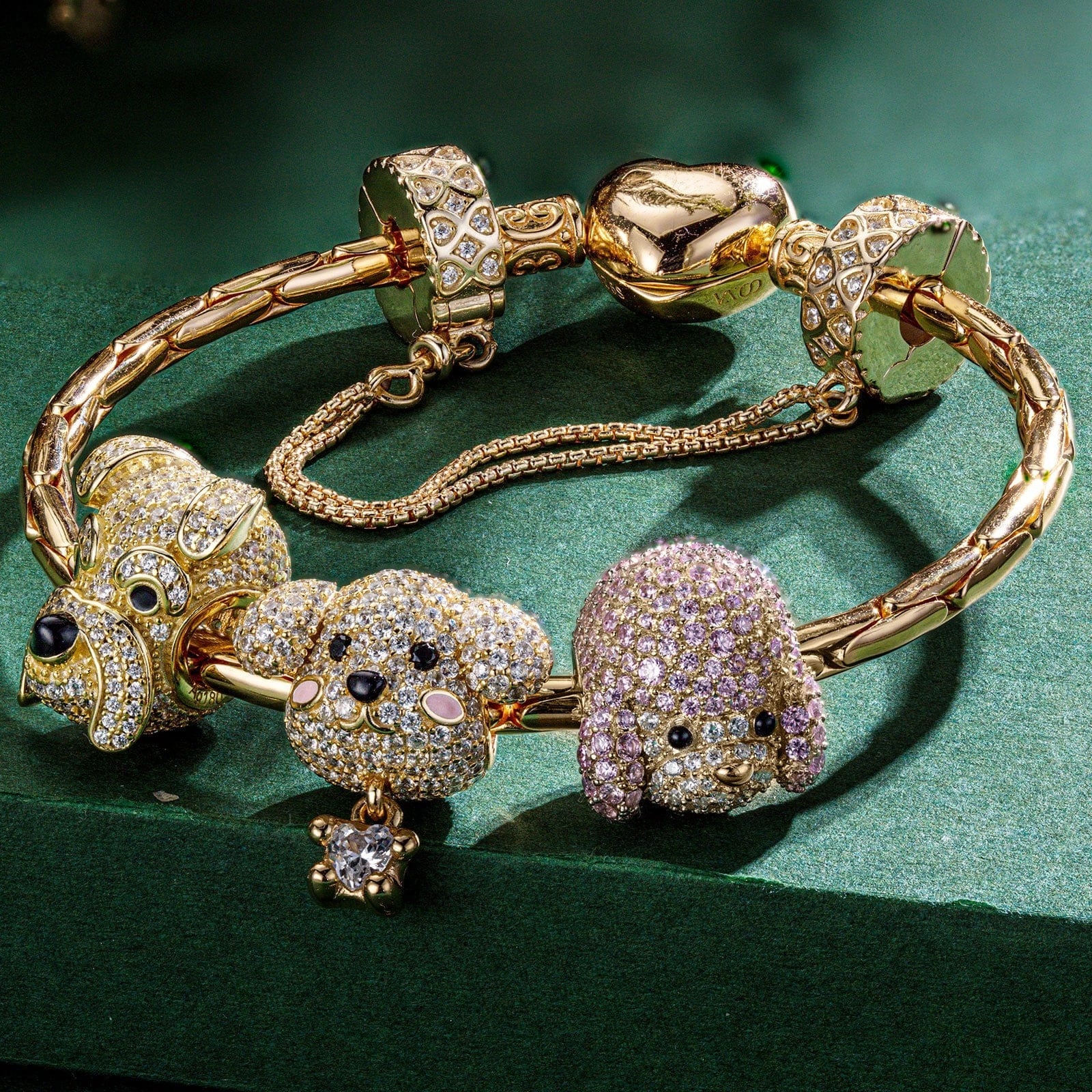 Enchanting Puppy Bliss Charm Bracelet Set — Heartful Hugs Collection