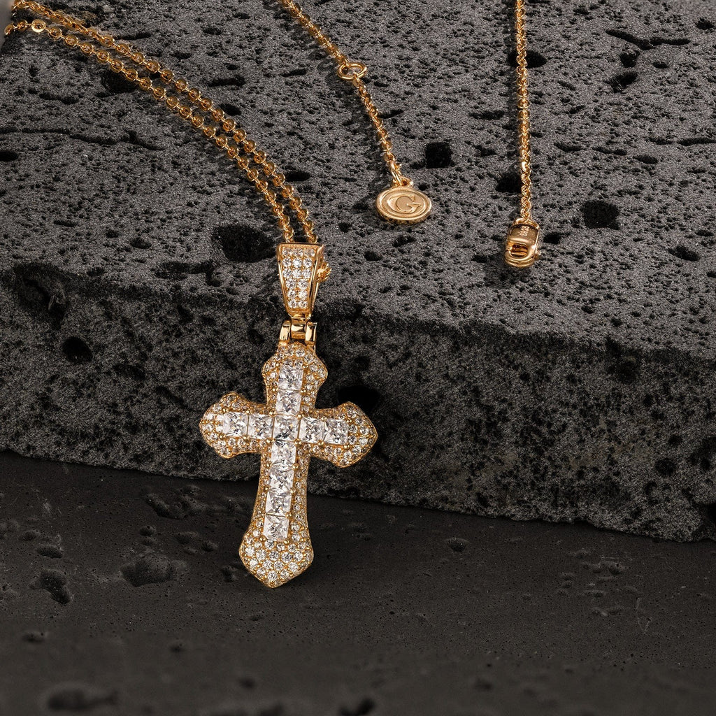 Sterling Silver Divine Blessing Tarnish-Resistant Cross Pendant Necklace – 14K Gold Plated