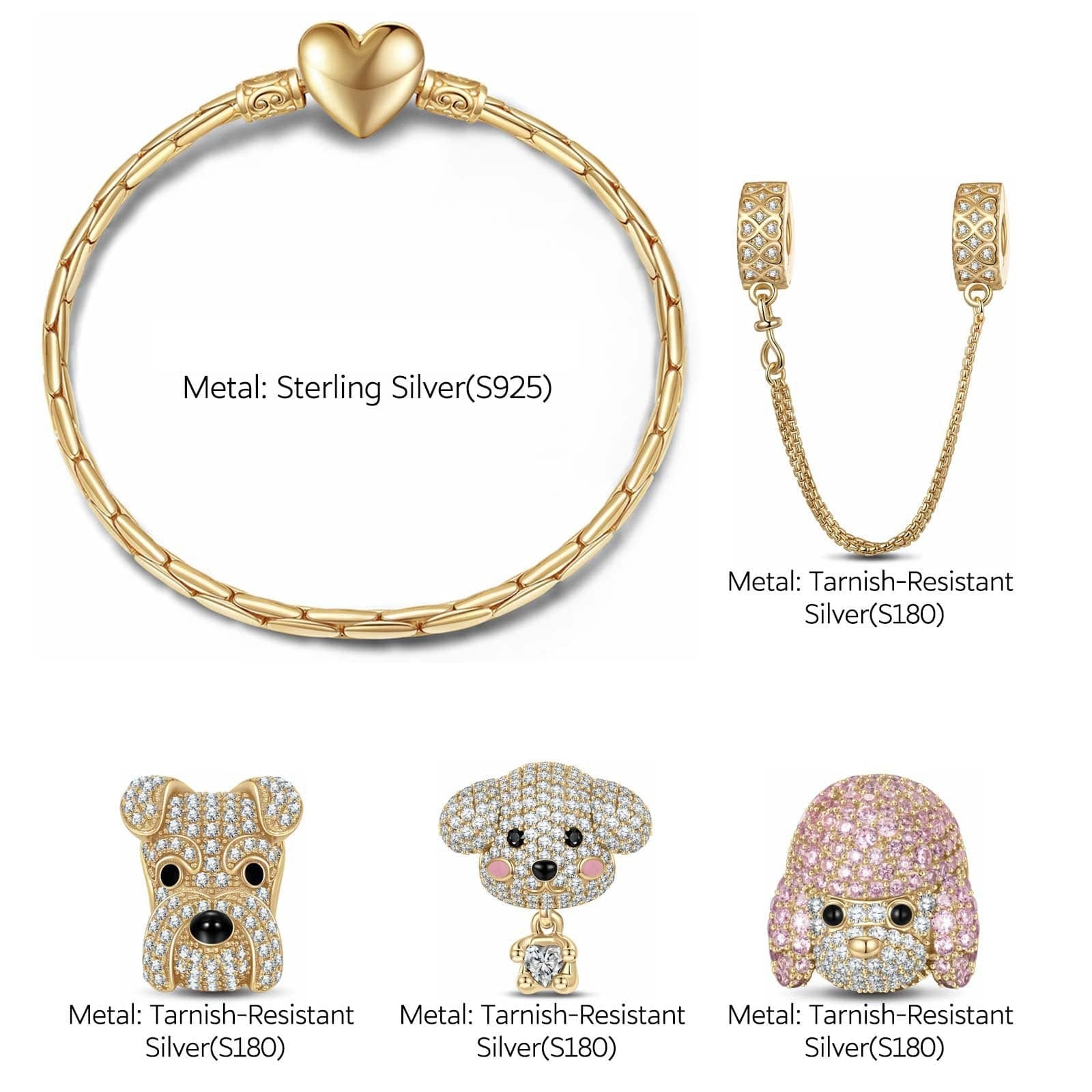 Enchanting Puppy Bliss Charm Bracelet Set — Heartful Hugs Collection