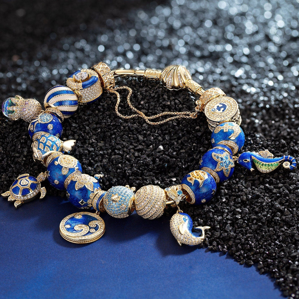 Exploring the Underwater World Enamel Charm Bracelet Set