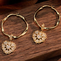 Queen Of Glitter Tarnish-Resistant Silver Charms Earrings Set M Size Classic Hoop Earrings with Sterling Silver Ear Post In 14K Gold Plated