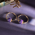 Violet Starry Sky Tarnish-Resistant Silver Charms Earrings Set L Size Classic Hoop Earrings with Sterling Silver Ear Post In 14K Gold Plated