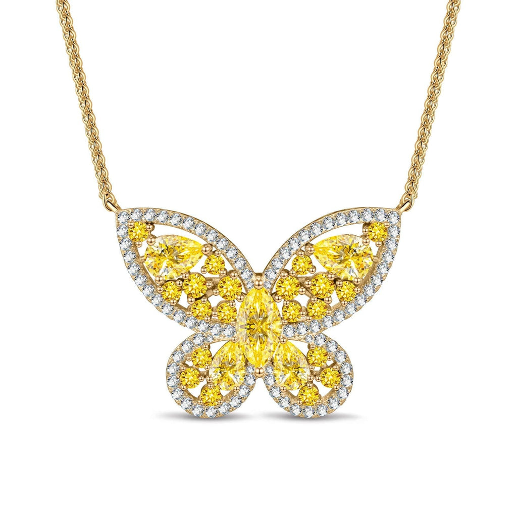 Sterling Silver Brilliant Butterfly Pendant Necklace – 14K Gold Plated