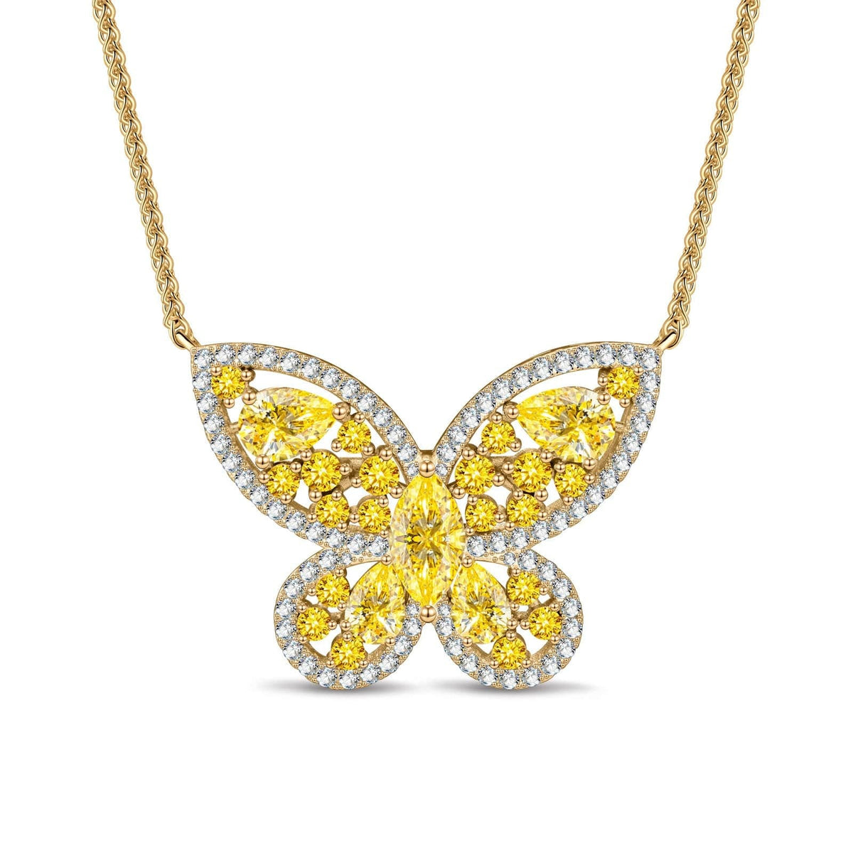 Sterling Silver Brilliant Butterfly Pendant Necklace – 14K Gold Plated