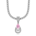 Sterling Silver Tennis Chain Mermaid’s Tear Charms Necklace Set – White Gold Plated