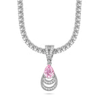 Sterling Silver Tennis Chain Mermaid’s Tear Charms Necklace Set – White Gold Plated