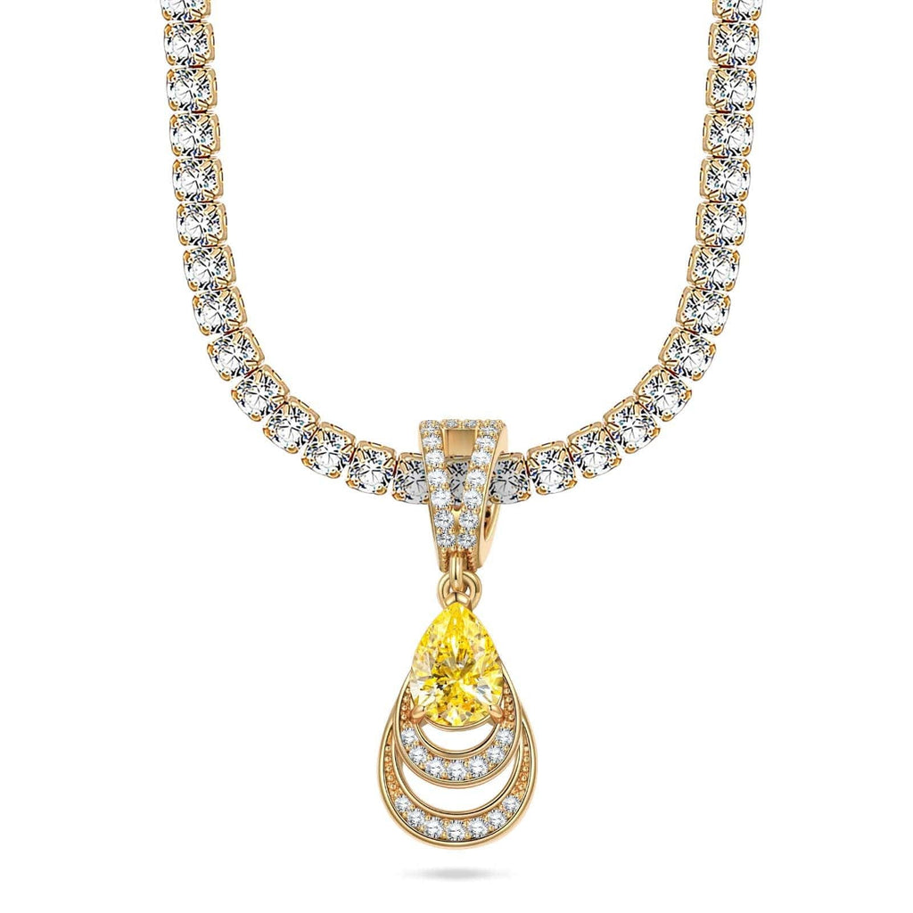 Sterling Silver Tennis Chain Mermaid’s Tear Charms Necklace Set – 14K Gold Plated