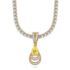 Sterling Silver Tennis Chain Mermaid’s Tear Charms Necklace Set – 14K Gold Plated