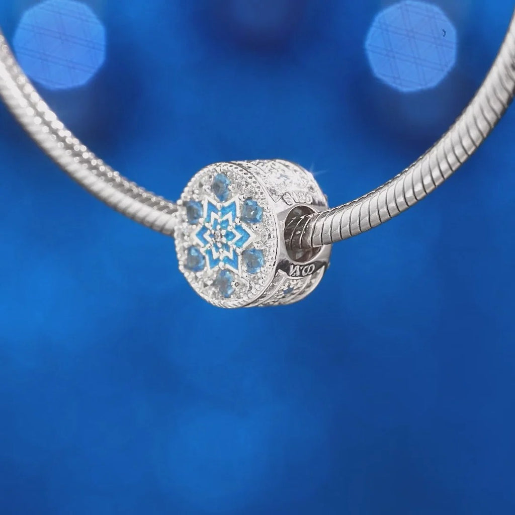 Crystalline Snowflake Tarnish-Resistant Silver Charms In White Gold Plated