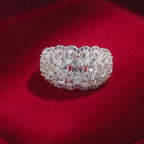 4×8mm Marquise Brilliant Cut Lab Zircon Pavé Classic Engagement Ring – White Gold Plated