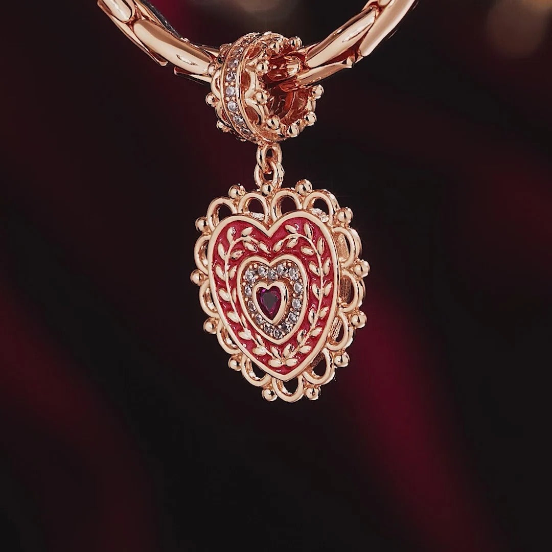 Crowned With Love Tarnish-Resistant Silver Dangle Charms With Enamel