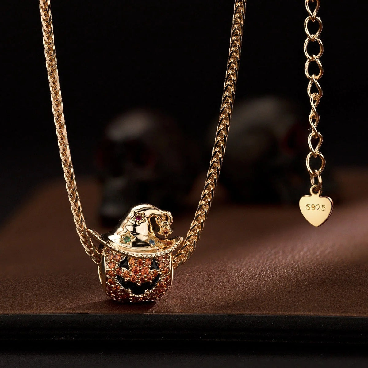 Cowboy Pumpkin Tarnish-Resistant Silver Charms With Enamel