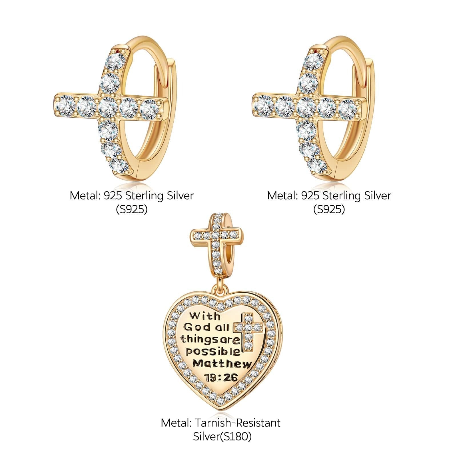 Sterling Silver God's Welfare Asymmetrical Hoop Earrings In 14K Gold Plated