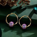 Purple Magic City Tarnish-Resistant Silver Charms Earrings Set M Size Classic Hoop Earrings with Sterling Silver Ear Post With Enamel In 14K Gold Plated