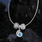 Sterling Silver Whispers in the Ocean Charms Necklace Set – White Gold Plated