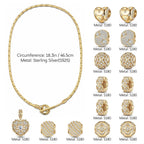 Sterling Silver Gleaming Heartful Treasures Charms Necklace Set – 14K Gold Plated