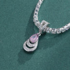 Sterling Silver Tennis Chain Mermaid’s Tear Charms Necklace Set – White Gold Plated