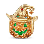 Cowboy Pumpkin Tarnish-Resistant Silver Charms With Enamel