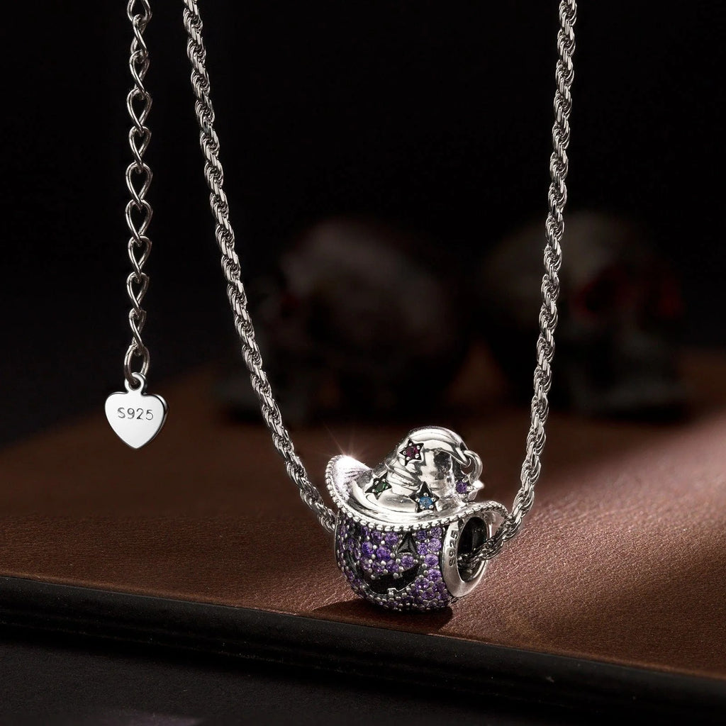 Cowboy Pumpkin Tarnish-Resistant Silver Charms With Enamel