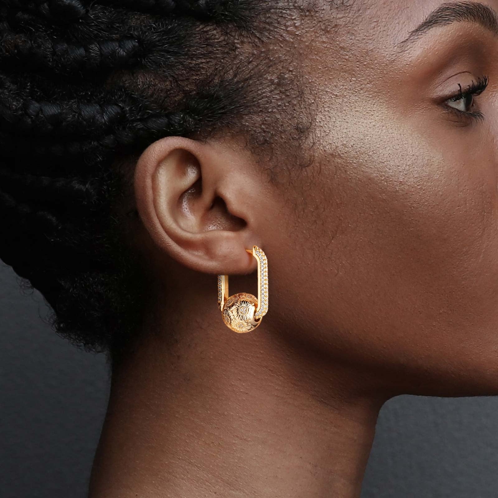 Golden Sunflower Tarnish-Resistant Silver Charms Earrings Set with Sterling Silver Ear Post In 14K Gold Plated