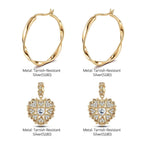 Queen Of Glitter Tarnish-Resistant Silver Charms Earrings Set M Size Classic Hoop Earrings with Sterling Silver Ear Post In 14K Gold Plated
