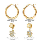Sterling Silver Four-Leaf Clover Charms Earrings Set In 14K Gold Plated