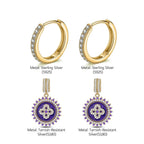 Sterling Silver Violet Whispers Charms Earrings Set With Enamel In 14K Gold Plated