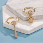 Sterling Silver Vitality of Baseball Charms Earrings Set In 14K Gold Plated