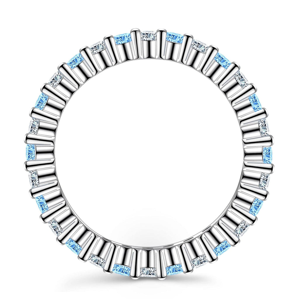 2×2mm Round Brilliant Cut Lab Zircon Stackable Eternity Ring Set – Classic Wedding Bands in White Gold Plated