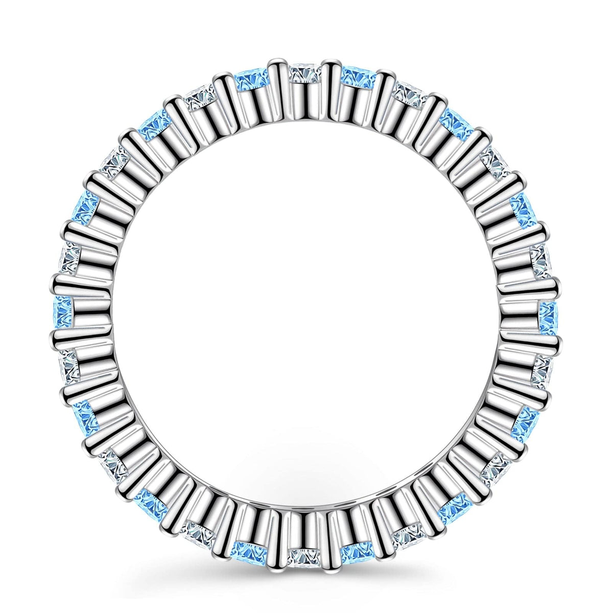 2×2mm Round Brilliant Cut Lab Zircon Stackable Eternity Ring Set – Classic Wedding Bands in White Gold Plated