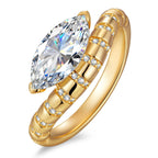 Lab-Certified Marquise Brilliant Cut Moissanite Halo Classic Engagement Ring – 14K Yellow Gold Plated