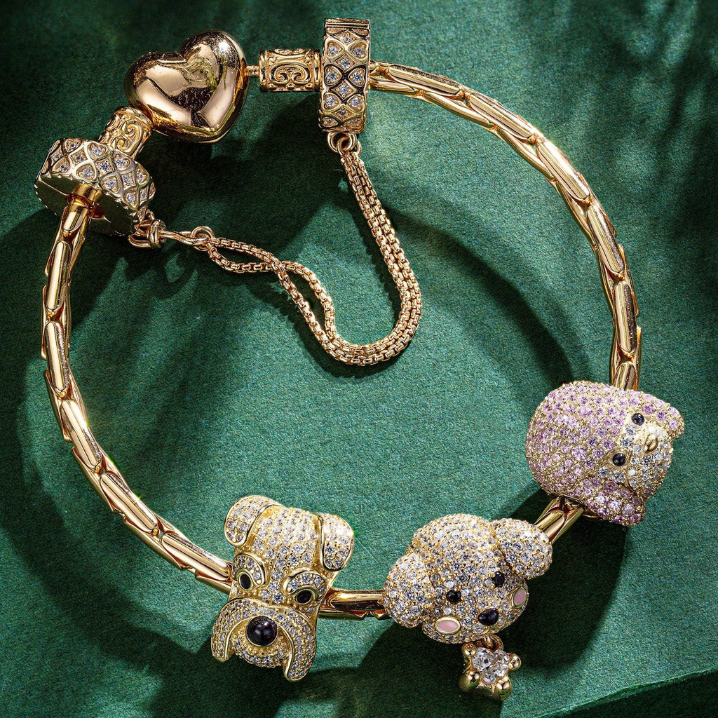 Enchanting Puppy Bliss Charm Bracelet Set — Heartful Hugs Collection