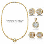 Sterling Silver Luminescent Elegance Charms Necklace Set – 14K Gold Plated