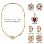 Sterling Silver Glowing Affection Charms Necklace Set – 14K Gold Plated