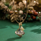 Sterling Silver Feline Elegance Charms Necklace Set with Crystal from Swarovski – 14K Gold Plated
