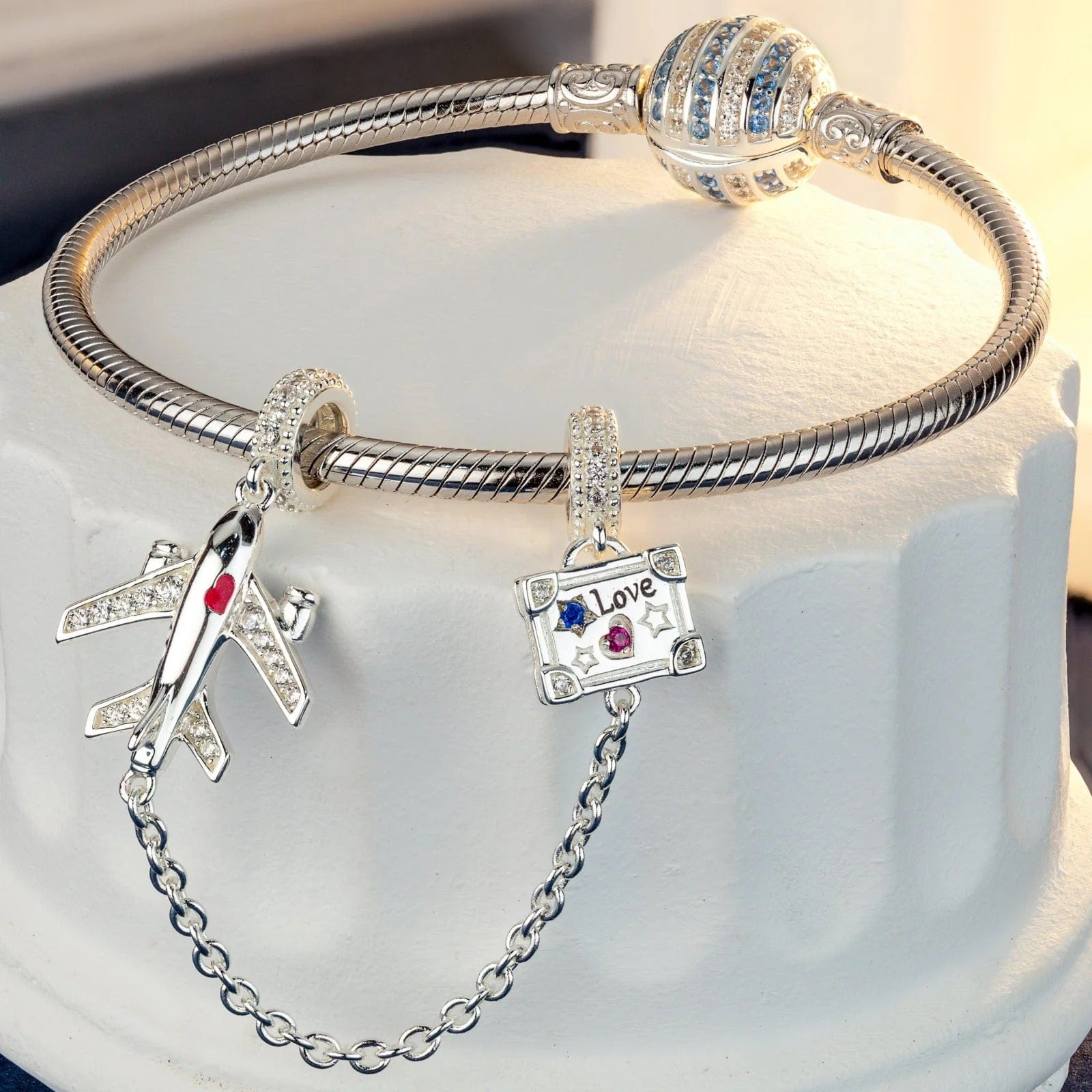 Journey to Love Tarnish-Resistant Silver Dangle Charms With Enamel