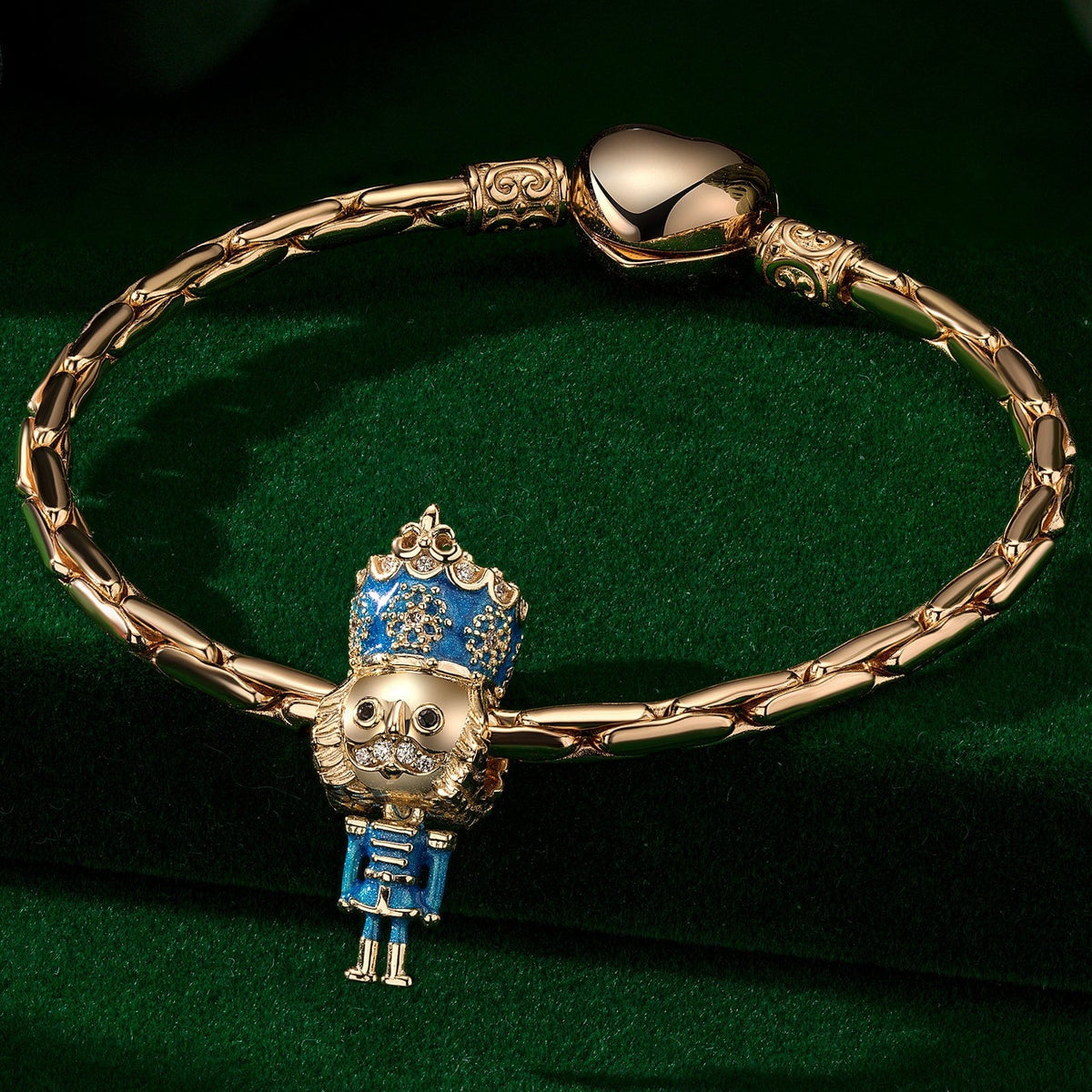 Blue Nutcrackers Tarnish-Resistant Silver Charms With Enamel In 14K Gold Plated