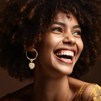Queen Of Glitter Tarnish-Resistant Silver Charms Earrings Set M Size Classic Hoop Earrings with Sterling Silver Ear Post In 14K Gold Plated