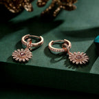 Sterling Silver Gerbera Charms Earrings Set In Rose Gold Plated